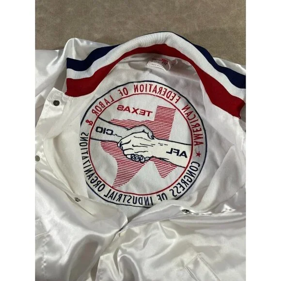 Vintage King Louie Pro Fit Men's Bomber Texas AFL Satin Button Jacket XL - Picture 5 of 9